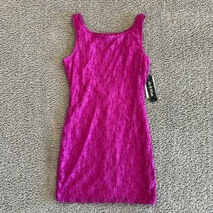 As U Wish Pink Bodycon Lace Mini Dress with Keyhole Back